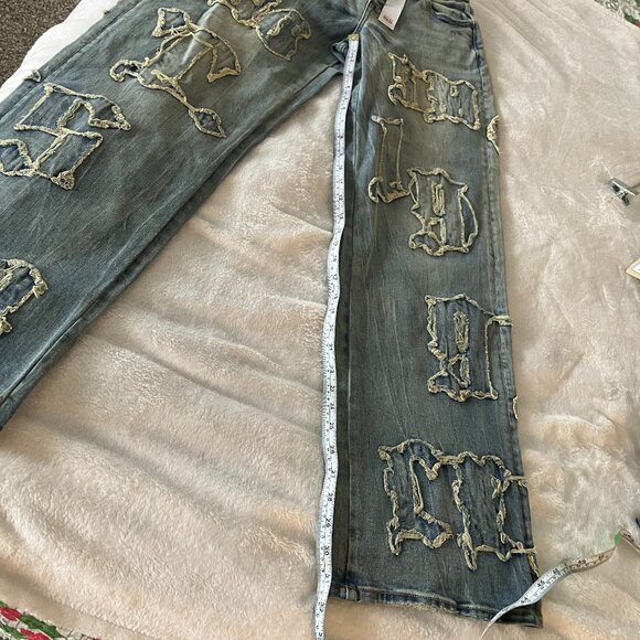 Smoke Rise Red Jeans Size 5/26 Denim Acid Wash Mid Rise Flare Curvy Fit Wide Leg - Picture 12 of 12